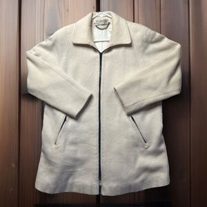 Vintage Pavilion Petite Lined Wool Coat Jacket Womens L Petite Cream Made In USA